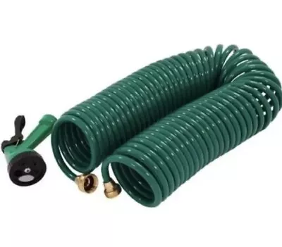 100ft 30m Retractable Coil Garden Hose Pipe Adjustable Water Spray Gun • £19.89