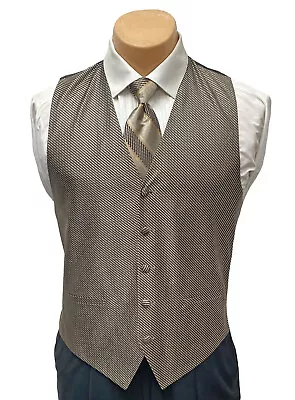 Men's Cardi Collection Latte Brown Tuxedo Vest & Tie Fullback Wedding Groom Prom • $9.99