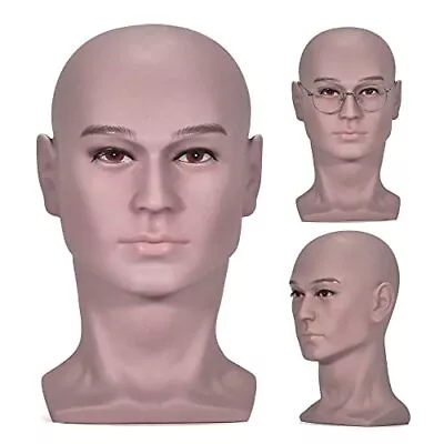 Male Mannequin Head Stand Professional Training Bald Head Manikin Bald Hat Displ • $48.80