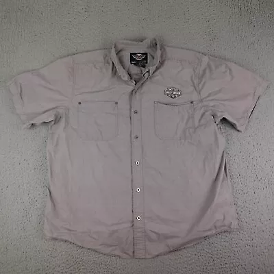 Harley Davidson Shirt Men 2XL Gray Mechanic Button Up Work Wear Metal Buttons • $29.95