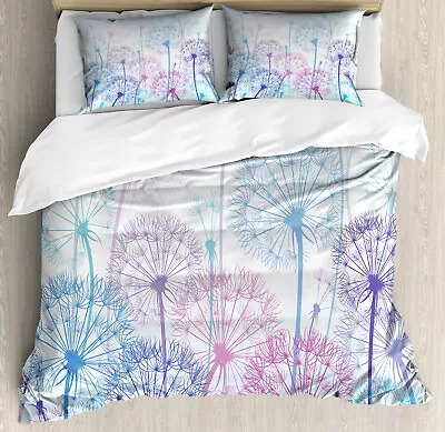 Dandelion Duvet Cover Set With Pillow Shams Abstract Flora Design Print • £86.77