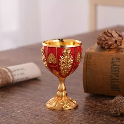 Vintage Metal Embossed Wine Cup Goblet Chalice Wine Glasses Art Craft Decoration • $13.21