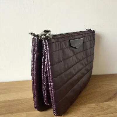£10 • Buy Kipling Wash Bag / Make Up Bag Purple Quilted Cosmetics Bag Pouch Matinee Purse