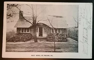 Mt. Pocono PA Post Office Building Doane Cancel 3/9 Undivided Back Postcard 1906 • $4.95