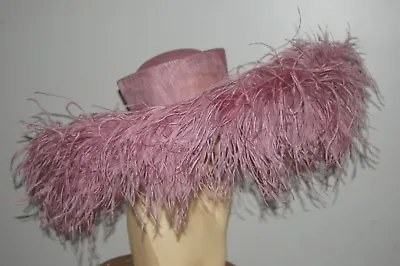 £305 • Buy Dusky Rose Pink Extra Large Hat Ostrich Feather Boa 21 Days Made To Order 