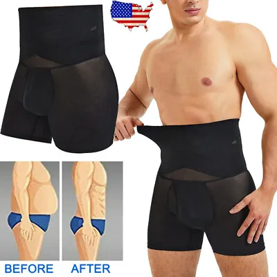 Mens Compression Boxer Shorts Tummy Control Shaper Waist Trainer Girdle Pants • $6.79