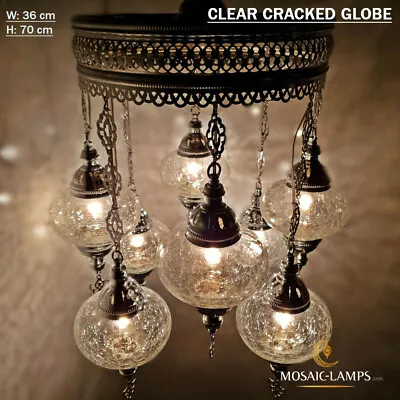 8 Ball Clear Ottoman Sultan Chandelier Lamps Handmade Moroccan Lights Living • $256