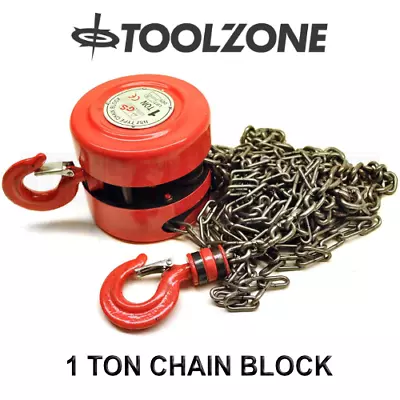 Toolzone 1 Ton Chain Block & Tackle Engine Lifting Hoist Pulley Winch TD050 • £42.90