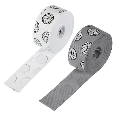 2Roll 7/8 ×5Yard Volleyball Grosgrain Craft Ribbon Burlap Ribbon White Grey • $9.03