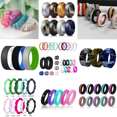 Wedding Engagement Silicone Rings Athletic Jewelry Women Men Gift Jewelery Rings • £3.49