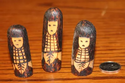 (3) Miniature ZUNI CORN MADIEN CARVINGS - 2  Tall - By R R Lewis • $25