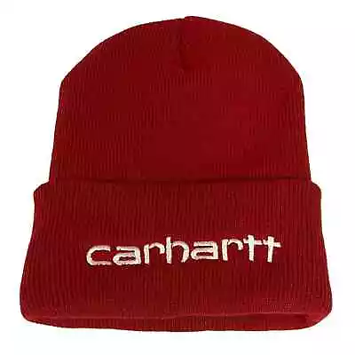 Carhartt 3M Thinsulate Embroidered Logo Knit Cuffed Red Beanie  • $21.14