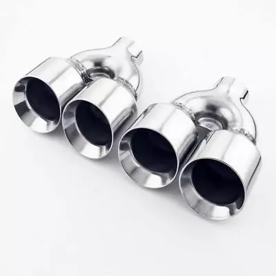 2PCS Exhaust Tips 2.5  Inlet 4  Quad Out Angle Cut Dual Wall 9  Long SS304 • $294.76