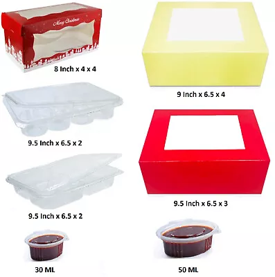 Cupcake Window Box Mini Muffin Tray Log Box Sauce Pots Slice Packaging • £4.95