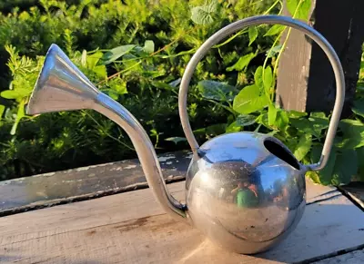 Small Polished Aluminum Watering Can Eclectic Modern Style 9 1/2  X 12  • $19.95
