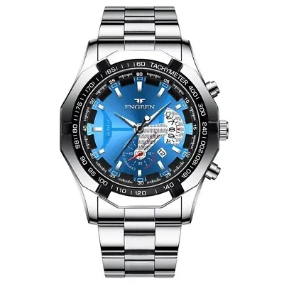 Mens Watches Water Resistant Quartz Sport Stainless Steel Luminous Wrist Watch • £10.99