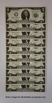 Lot Of 10 Sequential CRISP $2 Bills - 2017A Series New & Uncirculated • $36.99