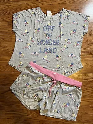 Disney Alice Wonderland Munki Munki Nite-Nite Top & Shorts Pajamas 2pc Set XL • $19.99
