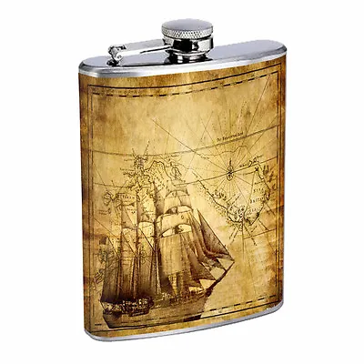 Vintage Pirate Ship D5 Flask 8oz Stainless Steel Hip Drinking Whiskey  • $14.95