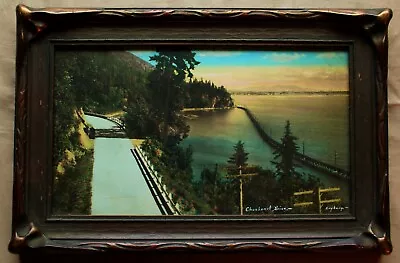 Tinted Photo Of Chuckanut Drive (Bellingham WA) In Original Batwing Frame C.1915 • $265