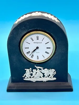 Wedgwood Black Jasperware Mini Mantle Clock “Boys At Play” – Read Description! • $42.41