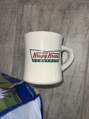 Krispy Kreme Doughnuts Coffee Cup Mug Raised Logo Double Sided Heavy White Mint • $21.77