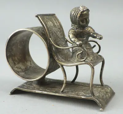 Victorian Figural Silverplate Napkin Ring 98 Aesthetic Girl Chair Rug Middletown • $395