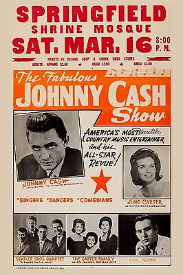 $12.95 • Buy Country: Johnny Cash, June Carter & Carl Perkins Concert Poster 1967  12x18