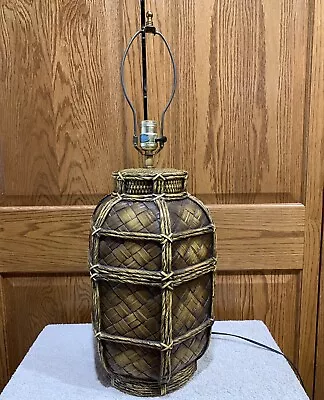 Vintage Ceramic Bamboo Faux Tiki Hut Style Lamp • $150