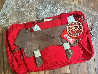 Marlboro Country Store Red Brown Canvas Leather Shoulder Travel Duffle Bag NWT • $50