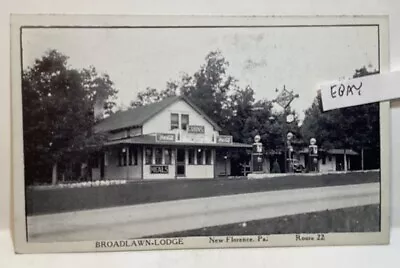 Early Broadlawn-lodge New Florence Pa Rt.22 Sunoco Gas Oil Cabins Meals Postcard • $12.95