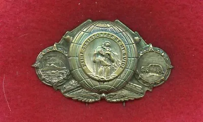 1930s VTG St Christopher Medal Car Visor Clip Badge Travel Safe Be My Guide • $28