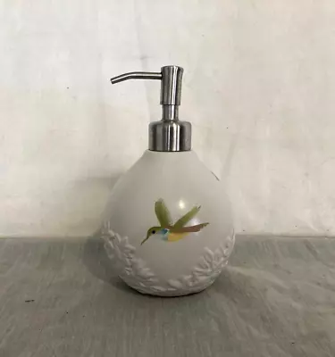 Vintage Ceramic Hummingbird Floral Embossed Soap Pump 6.5  Dispenser - Nice!! • $15.99