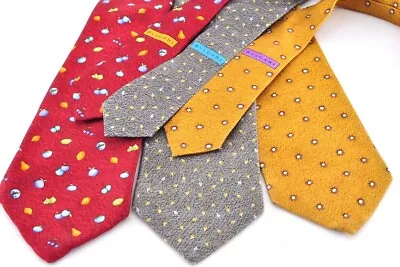 BVLGARI Tie Silk 100％ RedGrayYellow 3 Pieces Set Used Authentic N2381 • $0.99