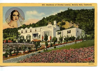 Home Of Movie Star Dorothy Lamour-Beverly Hills-California-Vintage Postcard • $6.99