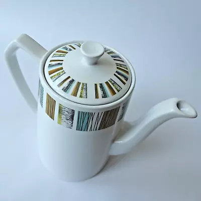 Vintage 1960s Alfred Meakin Coffee Pot Ceramic Glo-White Retro MCM Stripe Design • £12