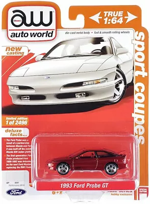 UltraRed/White Chase 1993 FORD PROBE GT PERFORMANCE 1/64 BY AUTO WORLD AWSP158 • $32