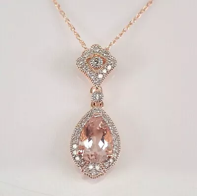 2.50 Ct Pear Cut Lab Created Morganite Women's Pendant 14K Rose Gold Plated • $89.68