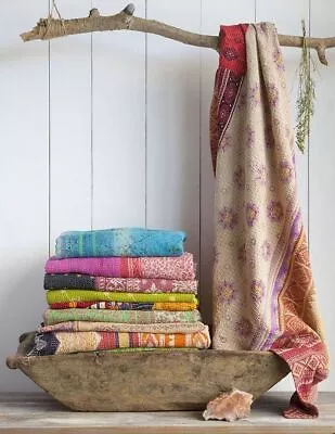 10 PC Indian Cotton Kantha Throw Reversible Kantha Quilt Handmade Kantha Blanket • $134.84