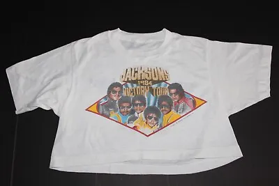 ORIGINAL Vintage 1980's~Michael Jackson 5 (2 Sides) Crop-Top 1984 Concert Shirt • $49.99