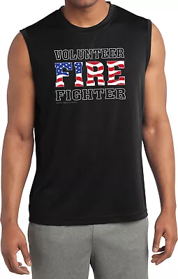 Volunteer Firefighter US Flag Sleeveless Moisture Wicking Shirt • $16.19