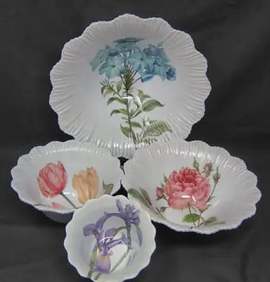 Shabby Chic Melamine  Roses Iris Tulip Nesting Serving Bowls Set Of 4 New • $30