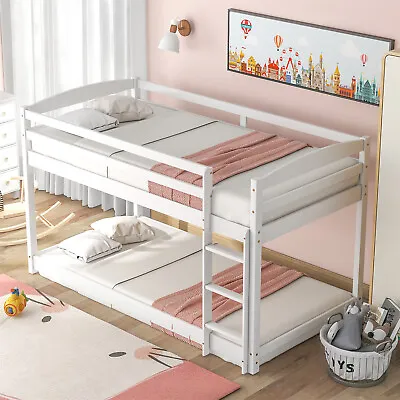 £209.99 • Buy Bunk Bed High Sleeper Solid Wood Frame Slats Childrens Kids Single 3FT White