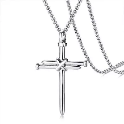 Stainless Steel Nail Cross Pendant Necklace Chain 24inch - Silverly • $12.21