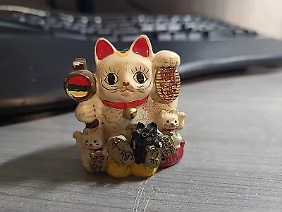 Maneki Neko And Kittens Money Cat Porcelain Statue Figurine Asian Asia  • $15