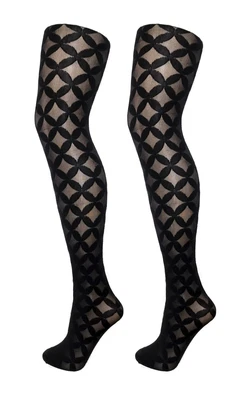 £5.45 • Buy Flower Diamond Patterned Tights Black Tights S/M, M/L