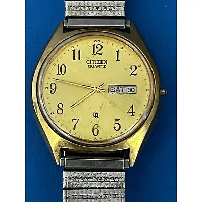 Citizen QQ 6100-S24876 Quartz Analog Men's Watch Gold Tone 4 Parts / Repair • $9.99