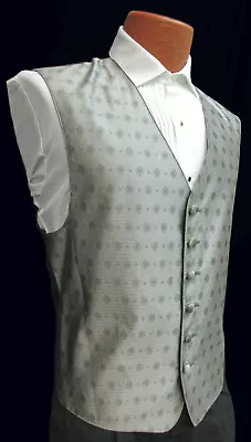 Men's Perry Ellis Silver Grey Tuxedo Vest Fullback Wedding Groom Prom ML Tall • $8.99