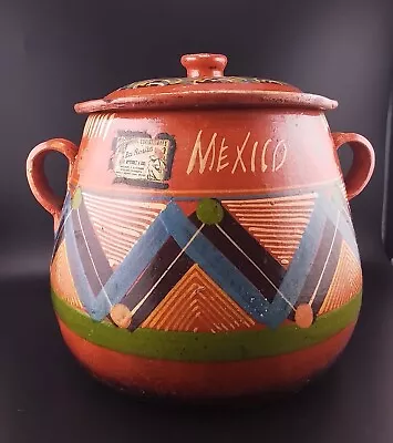 Vintage Mexican Clay Bean Pot With Lid • $21.95