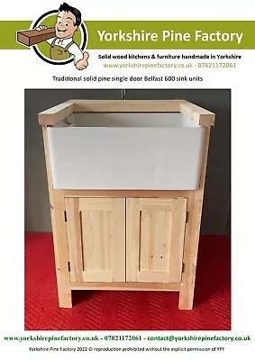 £325 • Buy FREE STANDING Solid Pine DOUBLE Shaker Door Belfast Sink Cabinet INCLUDES SINK